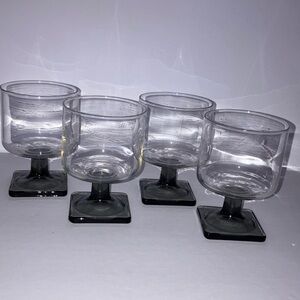 Vintage Federal Nordic‎ Midnight Smoke Square Base Glass Set of 4